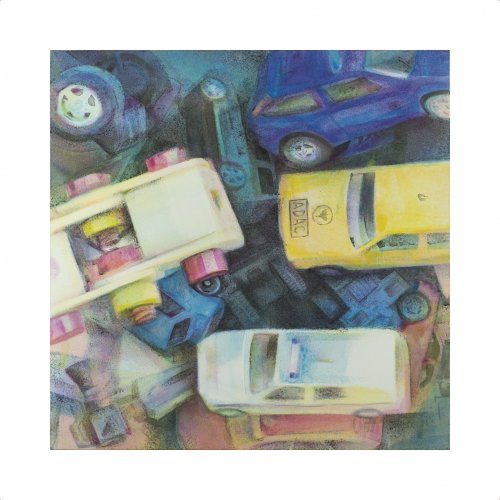 auta, akryl na desce, 50x50.jpg