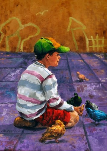 Bogumiła Pacyna - Chłopczyk z gołębiami